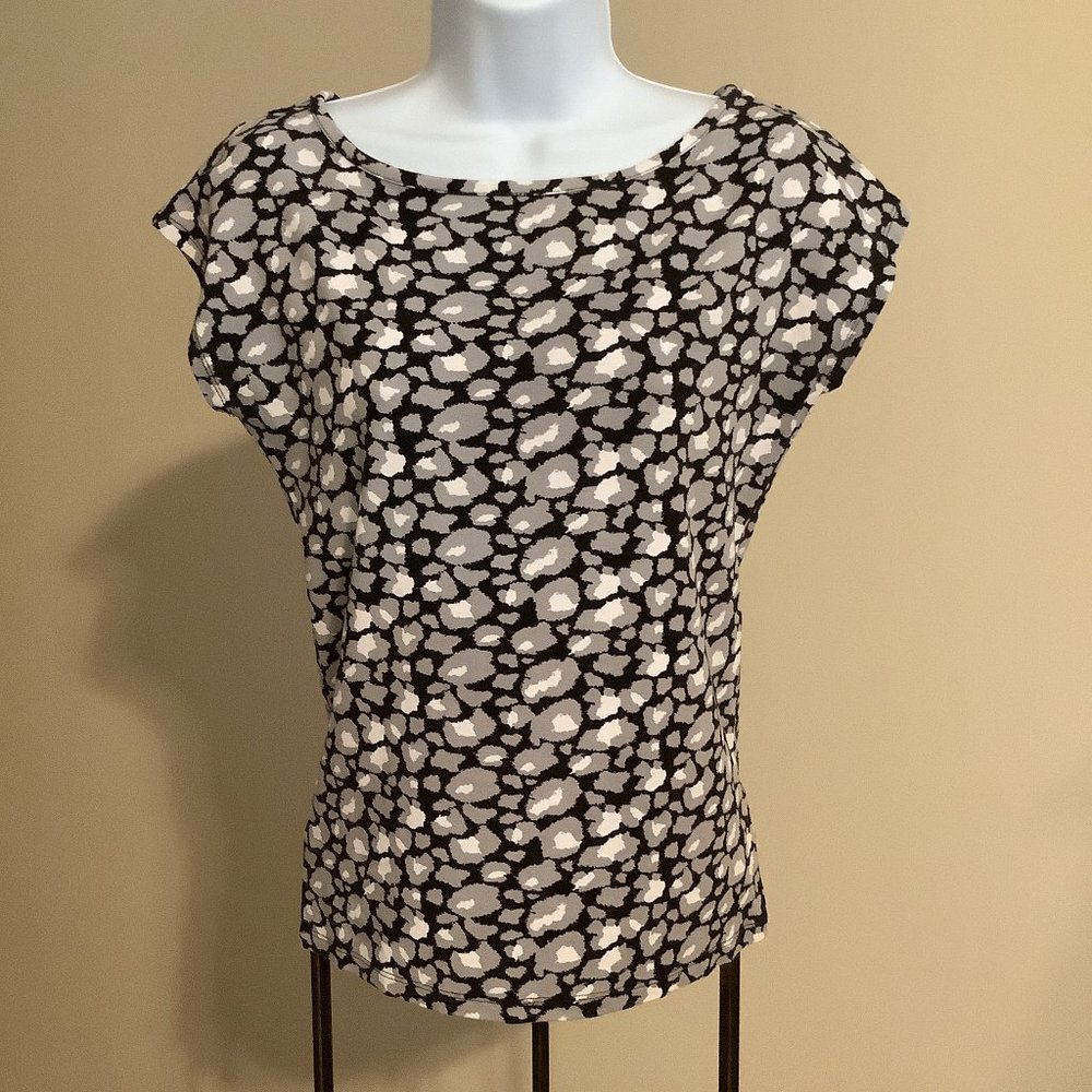 Talbots-Short Sleeve Animal Print Top - Black Label Size Sp